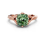 Rose gold Fancy Green Cushion  Solitaire Twist Band Six-Prong Setting 1