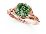 Rose gold Fancy Green Cushion  Solitaire Twist Band Six-Prong Setting 2