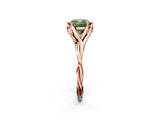 Rose gold Fancy Green Cushion  Solitaire Twist Band Six-Prong Setting 3