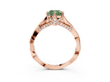 Rose gold Fancy Green Cushion  Solitaire Twist Band Six-Prong Setting 4