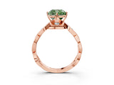 Rose gold Fancy Green Cushion  Solitaire Twist Band with Leaf Prong Setting 5