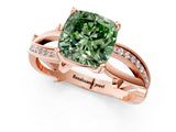 Rose gold Fancy Green Cushion  Solitaire Twist Band with Pavé Accents and Four-Prong Setting_21