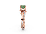 Rose gold Fancy Green Cushion  Solitaire Twist Band with Pavé Accents and Four-Prong Setting_22