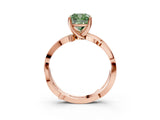 Rose gold Fancy Green Cushion  Solitaire Twist Band with Pavé Accents and Four-Prong Setting_23