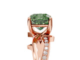 Rose gold Fancy Green Cushion  Solitaire Twist Band with Pavé Accents and Four-Prong Setting_25