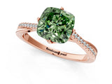 Rose gold Fancy Green Cushion  Solitaire Twist Band with Pavé Diamonds and Four-Prong Setting_71