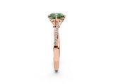 Rose gold Fancy Green Cushion  Solitaire Twist Band with Pavé Diamonds and Four-Prong Setting_72