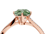 Rose gold Fancy Green Cushion  Solitaire Twist Band with Pavé Diamonds and Four-Prong Setting_74