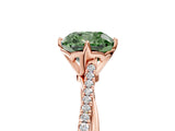 Rose gold Fancy Green Cushion  Solitaire Twist Band with Pavé Diamonds and Four-Prong Setting_75