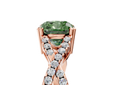 Rose gold Fancy Green Cushion  Solitaire Twist Band with Pavé Setting and Four-Prong Setting_36