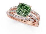 Rose gold Fancy Green Cushion  Solitaire Twist Band with Pavé Setting and Four-Prong Setting_82