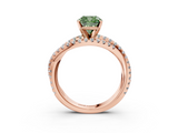 Rose gold Fancy Green Cushion  Solitaire Twist Band with Pavé Setting and Four-Prong Setting_84
