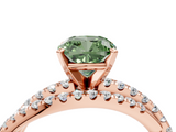 Rose gold Fancy Green Cushion  Solitaire Twist Band with Pavé Setting and Four-Prong Setting_85