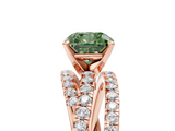Rose gold Fancy Green Cushion  Solitaire Twist Band with Pavé Setting and Four-Prong Setting_86