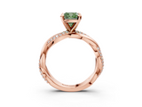 Rose gold Fancy Green Cushion  Solitaire Twist Band with Pave Prong Setting_67