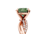 Rose gold Fancy Green Cushion  Solitaire Twist Band with Pave Prong Setting_69