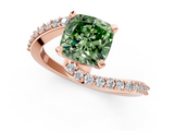 Rose gold Fancy Green Cushion  Solitaire Twist Band with Pave Set Diamonds and Four-Prong Setting_115