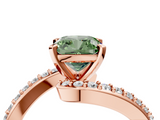 Rose gold Fancy Green Cushion  Solitaire Twist Band with Pave Set Diamonds and Four-Prong Setting_118