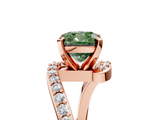 Rose gold Fancy Green Cushion  Solitaire Twist Band with Pave Set Diamonds and Four-Prong Setting_119