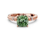 Rose gold Fancy Green Cushion  Solitaire Twisted Band Prong Set Engagement Ring_60