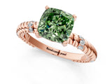 Rose gold Fancy Green Cushion  Solitaire Twisted Band Prong Set Engagement Ring_61