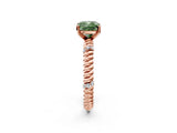 Rose gold Fancy Green Cushion  Solitaire Twisted Band Prong Set Engagement Ring_62