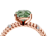 Rose gold Fancy Green Cushion  Solitaire Twisted Band Prong Set Engagement Ring_64