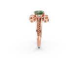 Rose gold Fancy Green Cushion  Solitaire Twisted Band Scroll Prong Ring_5