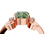 Rose gold Fancy Green Cushion  Solitaire Twisted Band Scroll Prong Ring_7