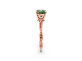 Rose gold Fancy Green Cushion  Solitaire Twisted Band with Bead Prong Setting_292
