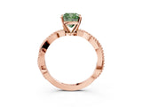 Rose gold Fancy Green Cushion  Solitaire Twisted Band with Bead Prong Setting_293