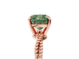 Rose gold Fancy Green Cushion  Solitaire Twisted Band with Bead Prong Setting_295