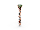 Rose gold Fancy Green Cushion  Solitaire Twisted Band with Pavé Accents and Four-Prong Setting_5