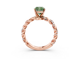 Rose gold Fancy Green Cushion  Solitaire Twisted Band with Pavé Accents and Four-Prong Setting_6