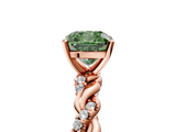 Rose gold Fancy Green Cushion  Solitaire Twisted Band with Pavé Accents and Four-Prong Setting_8