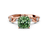 Rose gold Fancy Green Cushion  Solitaire Twisted Band with Prong Setting 1