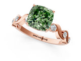Rose gold Fancy Green Cushion  Solitaire Twisted Band with Prong Setting 2