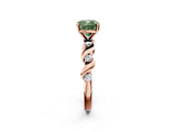 Rose gold Fancy Green Cushion  Solitaire Twisted Band with Prong Setting 3