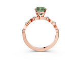 Rose gold Fancy Green Cushion  Solitaire Twisted Band with Prong Setting 4