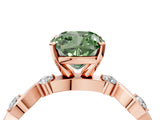 Rose gold Fancy Green Cushion  Solitaire Twisted Band with Prong Setting 5