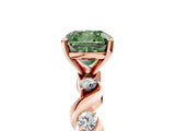 Rose gold Fancy Green Cushion  Solitaire Twisted Band with Prong Setting