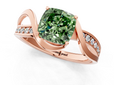 Rose gold Fancy Green Cushion  Solitaire Twisted Band with Prong Setting_4