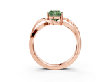 Rose gold Fancy Green Cushion  Solitaire Twisted Band with Prong Setting_6