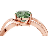 Rose gold Fancy Green Cushion  Solitaire Twisted Band with Prong Setting_7