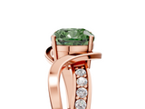 Rose gold Fancy Green Cushion  Solitaire Twisted Band with Prong Setting_8