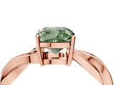 Rose gold Fancy Green Cushion  Solitaire Twisted Pave Diamond Ring with Four-Prong Setting_16