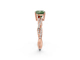 Rose gold Fancy Green Cushion  Solitaire Twisted Pave Diamond Ring with Four-Prong Setting_82