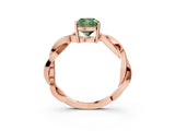 Rose gold Fancy Green Cushion  Solitaire Twisted Pave Diamond Ring with Four-Prong Setting_83