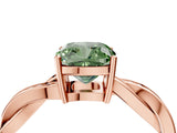 Rose gold Fancy Green Cushion  Solitaire Twisted Pave Diamond Ring with Four-Prong Setting_84