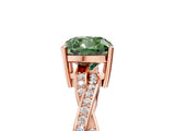 Rose gold Fancy Green Cushion  Solitaire Twisted Pave Diamond Ring with Four-Prong Setting_85